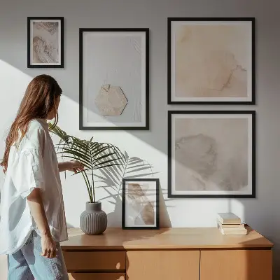 Zestaw obrazów dekoracyjnych ściennych z abstrakcyjnym motywem natury w designerskim stylu