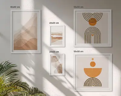 Zestaw obrazów w ramie do galerii ściennej minimalizm w różnych odcieniach struktur