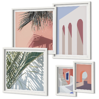 Zestaw 5 obrazów w ramie Ilustracje architektury miasto