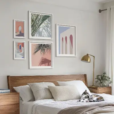 Zestaw 5 obrazów w ramie ilustracje z motywem architektury miasta
