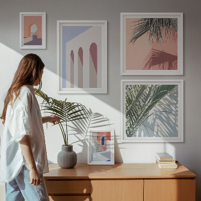 Zestaw 5 obrazów w ramie Ilustracje architektury miasto