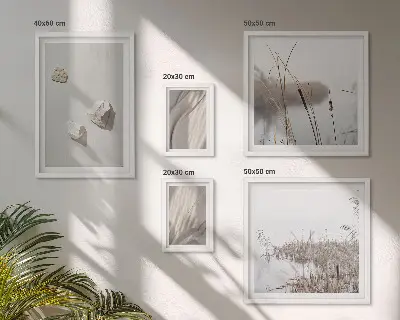 Galeria obrazów na ścianę ze zbliżeniami struktury w stylu boho