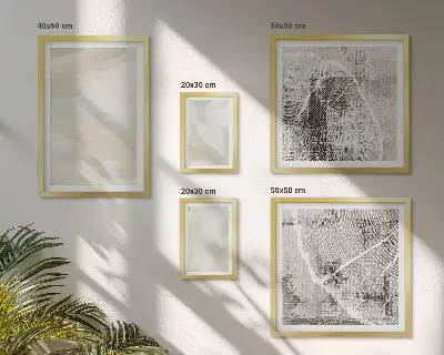 Zestaw obrazów w ramie do galerii ściennej z motywem malarskiej tekstury farby w stylu minimalistycznym