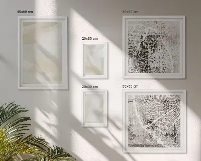 Zestaw obrazów w ramie do galerii ściennej z motywem malarskiej tekstury farby w stylu minimalistycznym