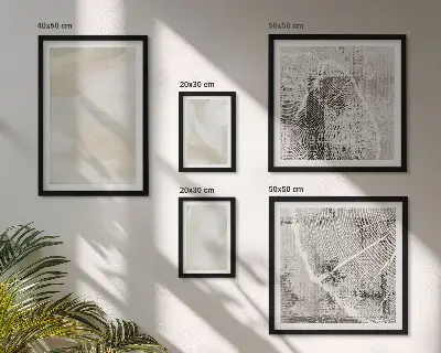 Zestaw obrazów w ramie do galerii ściennej z motywem malarskiej tekstury farby w stylu minimalistycznym