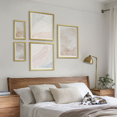 Galeria obrazów na ścianę Akwarelowe liście i plamy