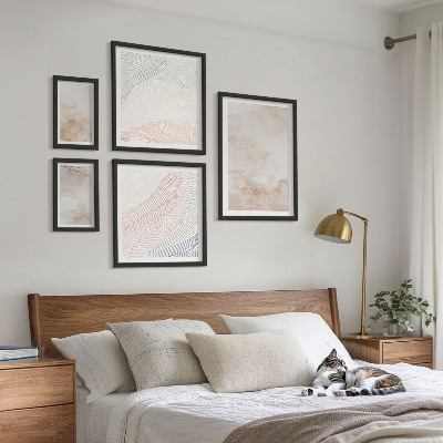 Galeria obrazów na ścianę Akwarelowe liście i plamy