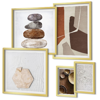 Zestaw obrazów w ramie do galerii ściennej Tekstury sztuka nowoczesna