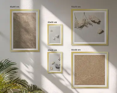 Zestaw 5 obrazów w ramie kamienie i naturalne struktury plaży