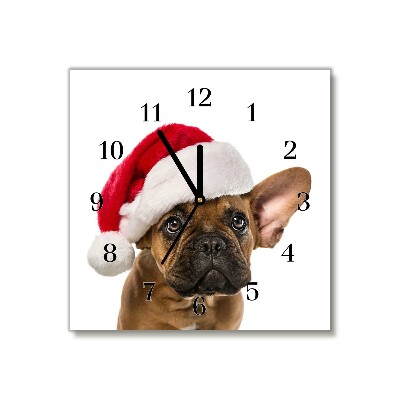 Zegar ścienny Kwadratowy Bulldog Pies Święta