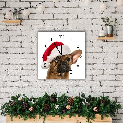 Zegar ścienny Kwadratowy Bulldog Pies Święta