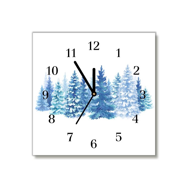 Zegar ścienny Kwadratowy Choinki Śnieg Święta Zima