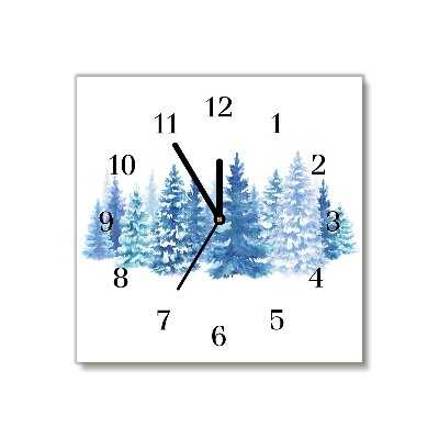 Zegar ścienny Kwadratowy Choinki Śnieg Święta Zima