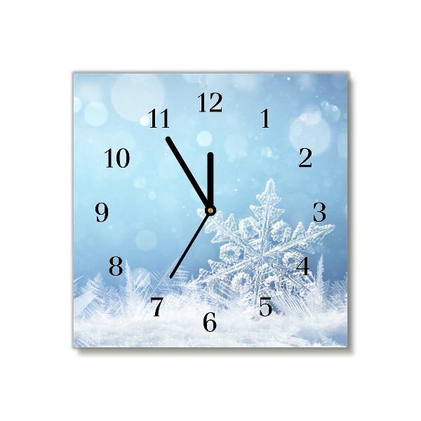 Zegar ścienny Kwadratowy Płatki śniegu Zima Śnieg