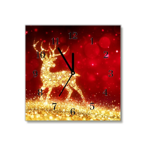 Zegar ścienny Kwadratowy Złoty Renifer Święta Dekoracja
