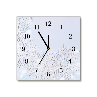 Zegar ścienny Kwadratowy Płatki śniegu Zima Śnieg