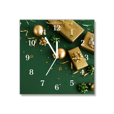 Zegar ścienny Kwadratowy Prezenty Ozdoby Zima Święta