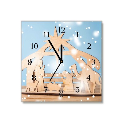Zegar ścienny Kwadratowy Stajenka Święta Zima