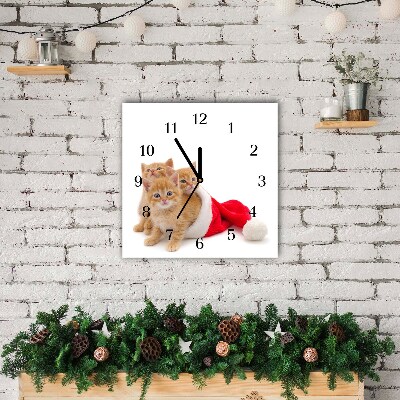 Zegar ścienny Kwadratowy Koty Święta Święty mikołaj
