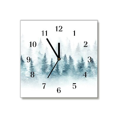 Zegar ścienny Kwadratowy Las Choinki Święta Śnieg