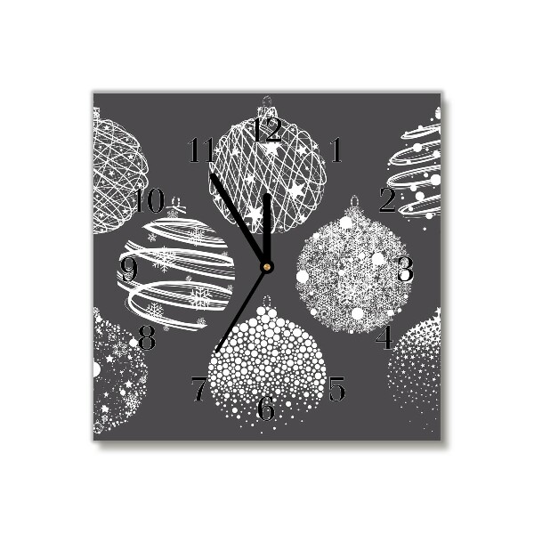Zegar ścienny Kwadratowy Abstrakcja Święta Bombki Zima