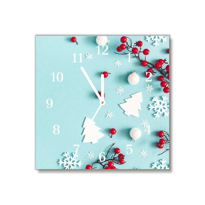 Zegar ścienny Kwadratowy Płatki Śniegu Ozdoby Święta