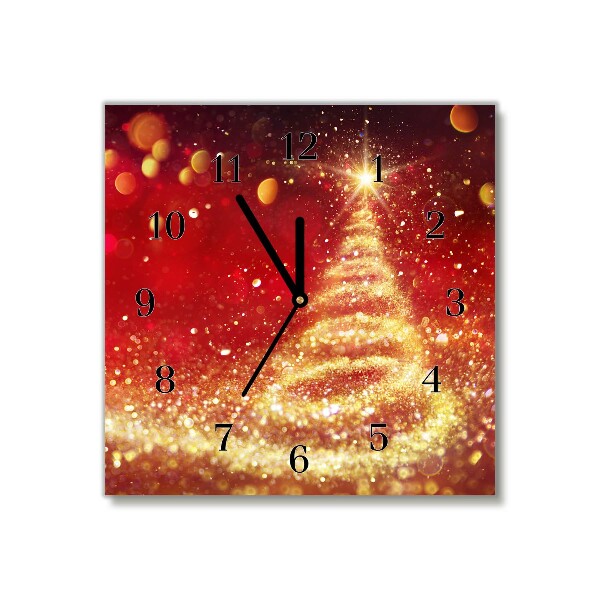 Zegar ścienny Kwadratowy Abstrakcja Choinka Święta Zima