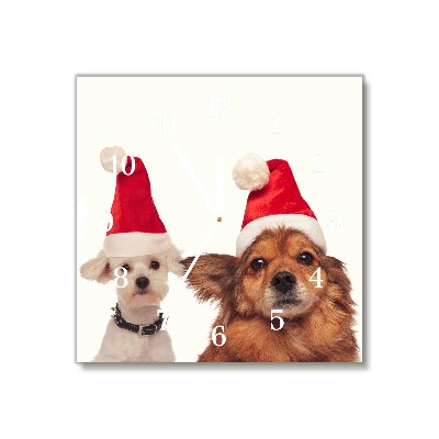 Zegar ścienny Kwadratowy Psy Święty Mikołaj Święta