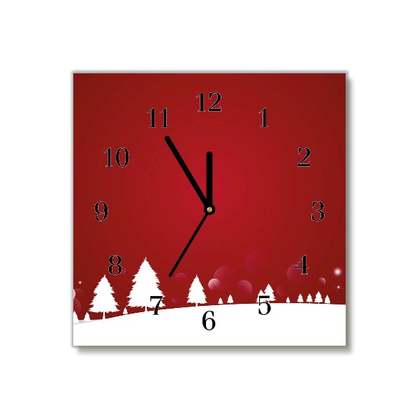 Zegar ścienny Kwadratowy Choinki Święta Płatki Śniegu