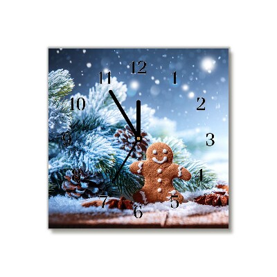Zegar ścienny Kwadratowy Święta Piernik Śnieg Choinka