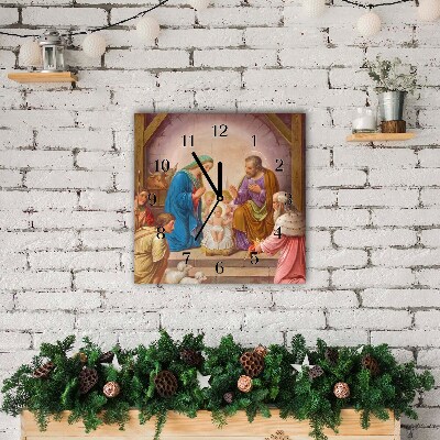 Zegar ścienny Kwadratowy Stajenka Boże Narodzenie Jezus