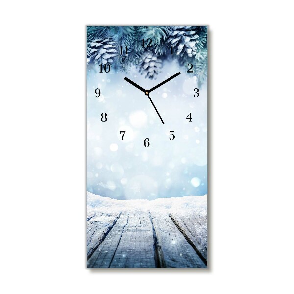 Zegar ścienny Pionowy-Zima Śnieg Choinka Święta
