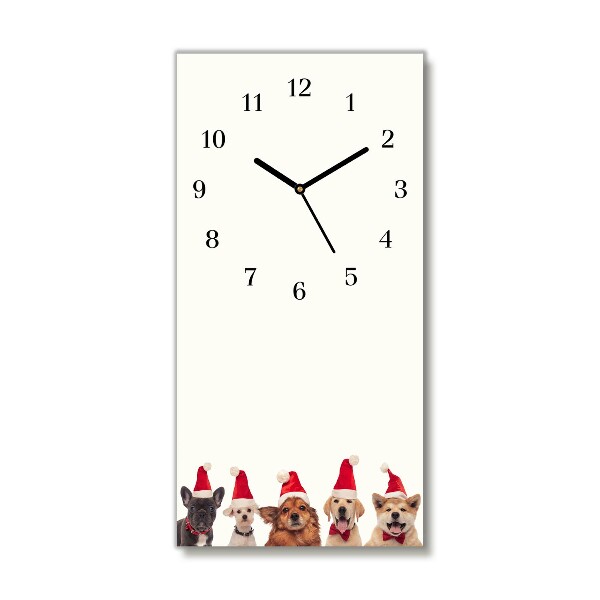 Zegar ścienny Pionowy-Psy Święty Mikołaj Święta
