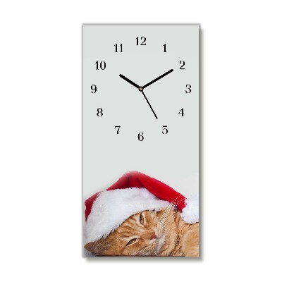 Zegar ścienny Pionowy-Kot Czapka Mikołaja Święta