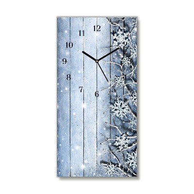 Zegar ścienny Pionowy-Święta Płatki śniegu Zima Mróz