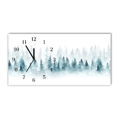 Zegar ścienny Poziomy Las Choinki Święta Śnieg 