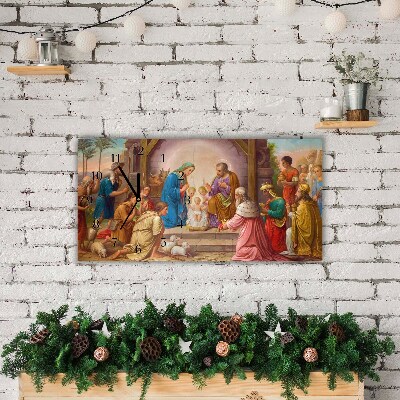 Zegar ścienny Poziomy Stajenka Boże Narodzenie Jezus 