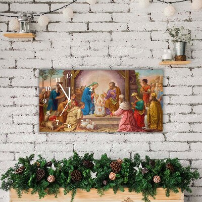 Zegar ścienny Poziomy Stajenka Boże Narodzenie Jezus 