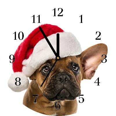 Zegar ścienny Okrągły Bulldog Pies Święta