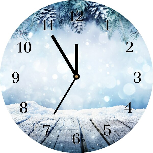 Zegar ścienny Okrągły Zima Śnieg Choinka Święta