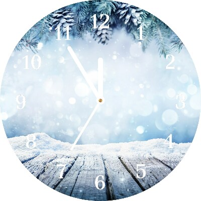 Zegar ścienny Okrągły Zima Śnieg Choinka Święta