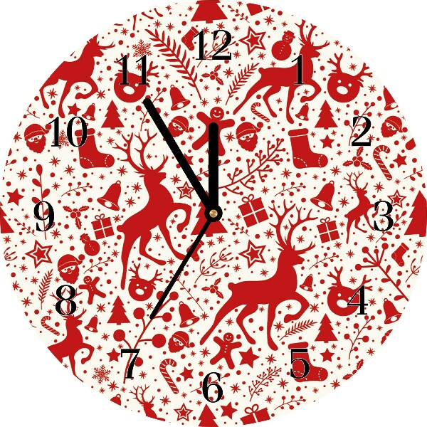 Zegar ścienny Okrągły Święta Renifery Dekoracja Zima