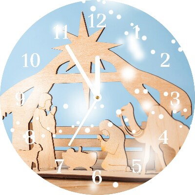 Zegar ścienny Okrągły Stajenka Święta Zima