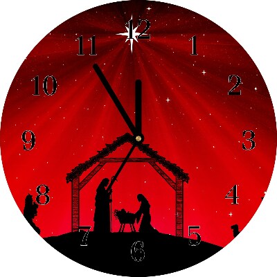 Zegar ścienny Okrągły Gwiazda Boże Narodzenie Święta