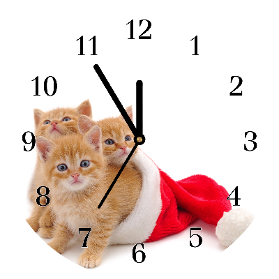 Zegar ścienny Okrągły Koty Święta Święty mikołaj