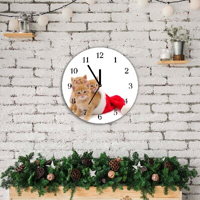 Zegar ścienny Okrągły Koty Święta Święty mikołaj