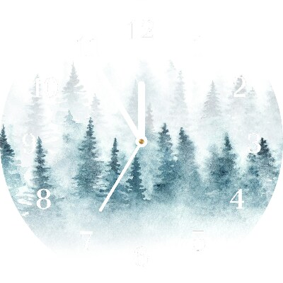 Zegar ścienny Okrągły Las Choinki Święta Śnieg