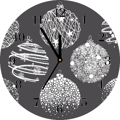 Zegar ścienny Okrągły Abstrakcja Święta Bombki Zima