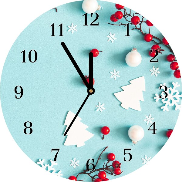 Zegar ścienny Okrągły Płatki Śniegu Ozdoby Święta