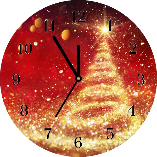 Zegar ścienny Okrągły Abstrakcja Choinka Święta Zima